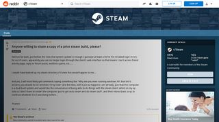 
                            7. Anyone willing to share a copy of a prior steam build, please ...