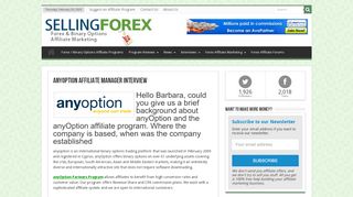 
                            9. anyOption Affiliate Manager Interview | SellingForex.com