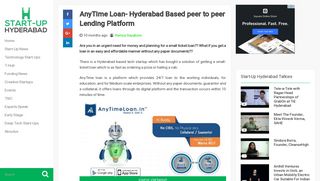 
                            3. AnyTime Loan- Hyderabad Based peer to peer Lending Platform-Start ...