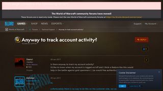 
                            9. Anyway to track account activity? - World of Warcraft Forums ...