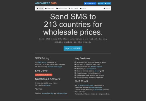 
                            11. Anywhere SMS - Send SMS Anywhere - wholesale prices - ...