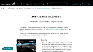 
                            12. ANZ Visa Business Airpoints - ANZ - Credit cards ... - Air New Zealand