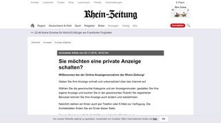 
                            11. Anzeige aufgeben - Rhein-Zeitung