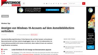 
                            12. Anzeigen von Windows-10-Accounts auf dem ... - Computerwoche