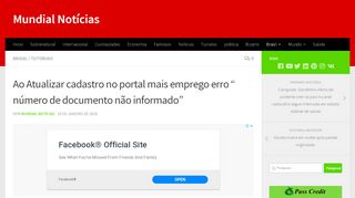 
                            13. Ao Atualizar cadastro no portal mais emprego erro “ número de ...