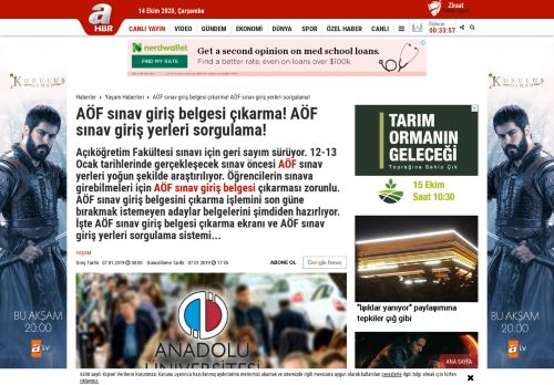 
                            13. AÖF sınav giriş belgesi çıkarma! AÖF sınav giriş yerleri ... - aHaber