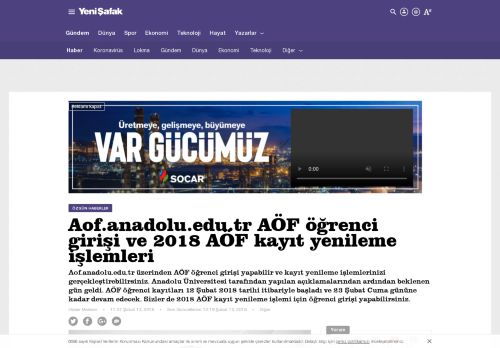 
                            8. Aof.anadolu.edu.tr AÖF öğrenci girişi ve 2018 AÖF kayıt yenileme ...