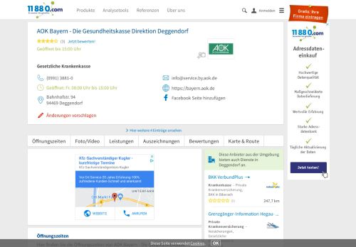 
                            13. ▷ AOK Bayern - Die Gesundheitskasse Direktion Deggendorf | Tel ...