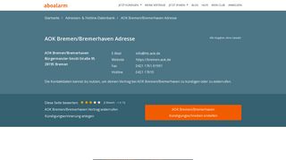 
                            11. AOK Bremen/Bremerhaven Anschrift und Kontaktdaten - Aboalarm