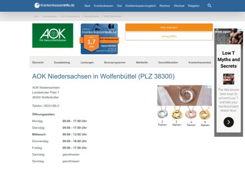 
                            9. AOK Niedersachsen Wolfenbüttel - Landeshuter Platz 1, 38300