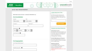 
                            2. AOK Nordwest | Registrierung