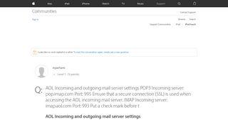 
                            13. AOL Incoming and outgoing mail server set… - Apple Community ...