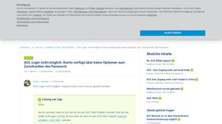 
                            8. AOL Login nicht möglich. Konto verfügt über keine Optionen zum ...