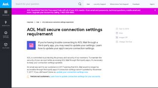 
                            2. AOL Mail secure connection settings requirement - AOL Help