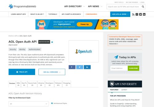 
                            2. AOL Open Auth API | ProgrammableWeb