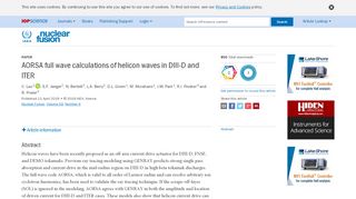 
                            13. AORSA full wave calculations of helicon waves in DIII-D and ITER ...