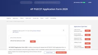 
                            6. AP PGECET Application Form 2019, Registration - Apply Online Here