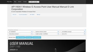 
                            10. AP1160A1 Wireless G Access Point User Manual Manual D Link ...