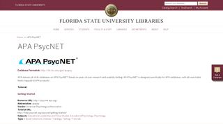 
                            6. APA PsycNET | Florida State University Libraries
