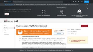 
                            3. apache 2.2 - Stuck on Login PhpMyAdmin - Server Fault
