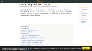 
                            9. Apache Derby Database - Tutorial - Vogella