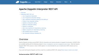 
                            5. Apache Zeppelin Interpreter REST API