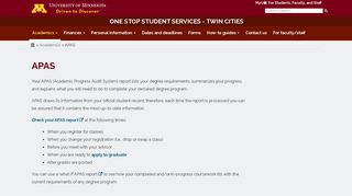 
                            11. APAS | One Stop Student Services - Twin Cities