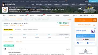 
                            11. Apeejay Stya University - [ASU], Gurgaon Courses & Fees 2019-2020