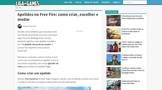 
                            13. Apelidos no Free Fire: como criar, escolher e mudar - Liga dos Games