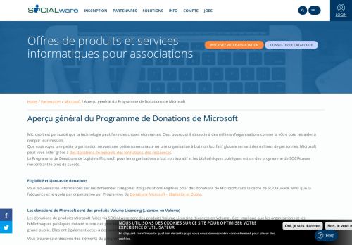 
                            7. Aperçu général du Programme de Donations de Microsoft - SOCIALware