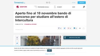 
                            12. Aperto fino al 10 novembre bando di concorso per studiare all'estero ...