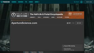 
                            1. ApertureScience.com | Half-Life Wiki | FANDOM powered by Wikia