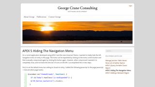
                            10. APEX 5 Hiding The Navigation Menu - George Crane Consulting