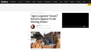 
                            10. 'Apex Legends' Down? Servers Appear To Be Having Issues - Forbes