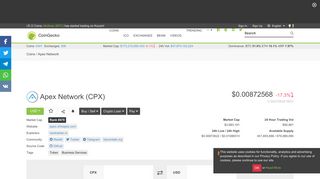 
                            11. Apex Network (CPX) price, chart, and fundamentals info | CoinGecko