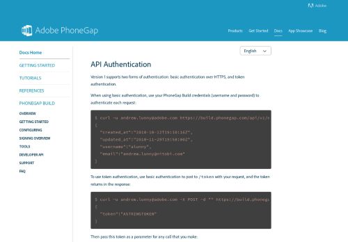 
                            2. API Authentication | PhoneGap Docs