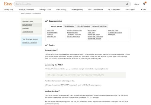 
                            1. API Basics - Etsy Developers