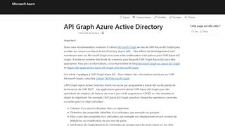 
                            5. API Graph Azure Active Directory | Microsoft Docs