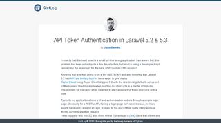 
                            8. API Token Authentication in Laravel 5.2 & 5.3 | JacobBennett | GistLog
