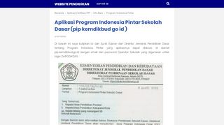 
                            12. Aplikasi Program Indonesia Pintar Sekolah Dasar (pip kemdikbud go id )