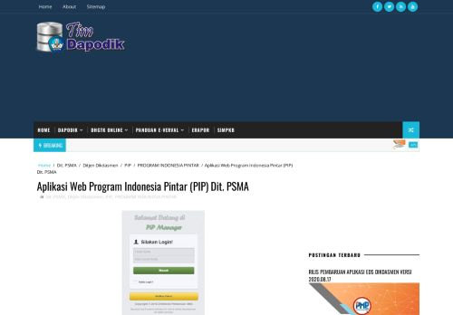
                            10. Aplikasi Web Program Indonesia Pintar (PIP) Dit. PSMA - Tim Dapodik