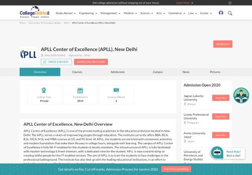 
                            4. APLL Center of Excellence (APLL), New Delhi - 2019 Admission ...