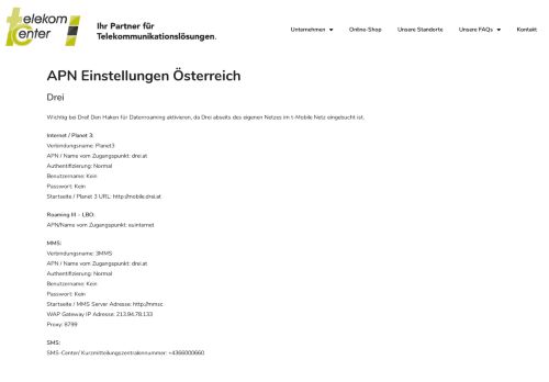 
                            13. APN Einstellungen Österreich | Telekomcenter