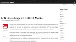 
                            12. APN-Einstellungen S-BUDGET Mobile - APN Österreich