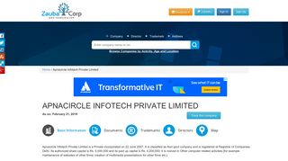 
                            4. APNACIRCLE INFOTECH PRIVATE LIMITED - Company, directors ...