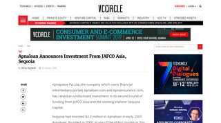 
                            12. Apnaloan Announces Investment From JAFCO Asia, Sequoia | VCCircle