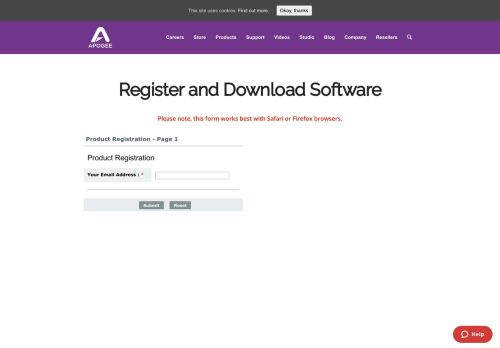 
                            1. Apogee Product Registration - Apogee Electronics