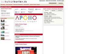 
                            5. Apollo-Theater Siegen - kulturkurier - Termine, Newsletter, Premieren ...