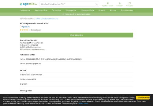 
                            5. APONS Apotheke für Mensch & Tier - 56 Bewertungen / Erfahrungen ...
