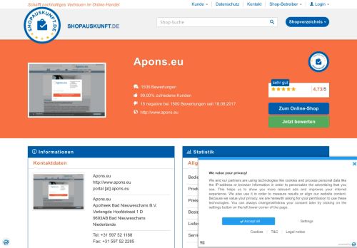 
                            6. Apons.eu: Erfahrungen, Bewertungen, Meinungen - Shopauskunft.de